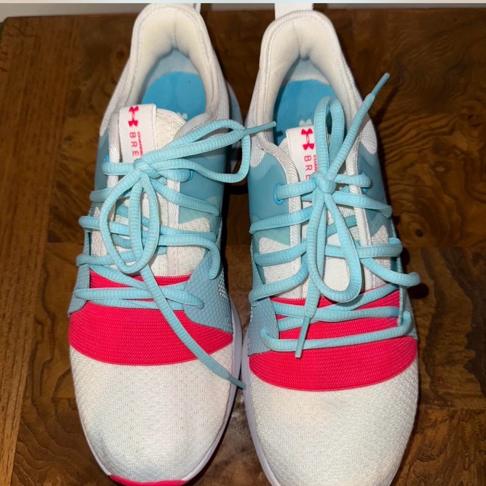Under Armour White and Pink Athletic Shoes with Classic Design